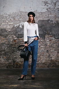 Tiffany Production Ženska majica dugih rukava sa okruglim izrezom i kontrastnim rubom